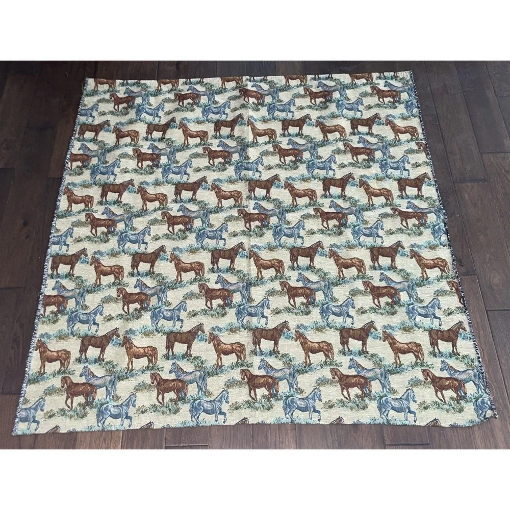 JADE Equestrian Horse Victorian Tapestry Fabric‎ Upholstery Material 55